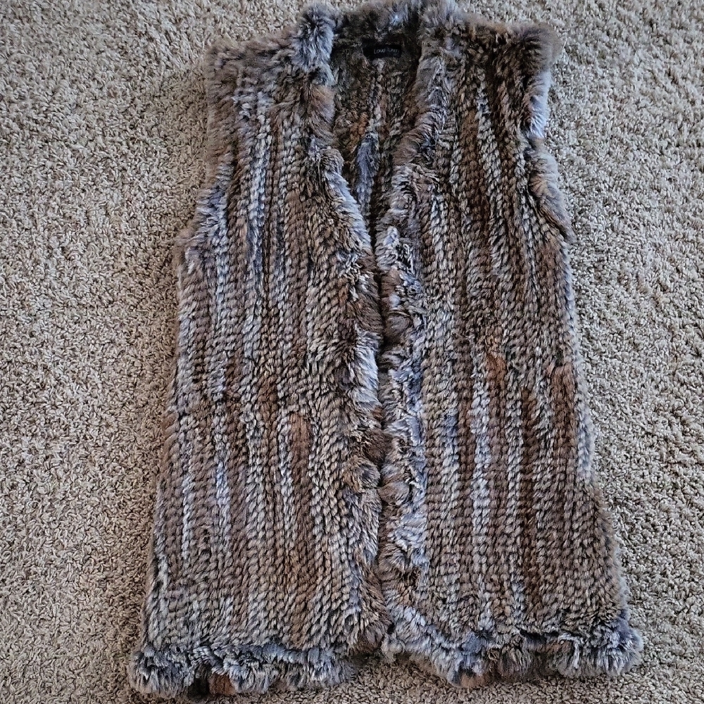 Love Token Faux Fur Vest in Brown and Gray Tones
